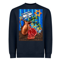 Navy hanukkah table with oil pitcher Heavyweight Sweatshirt - AdoDesignShop
