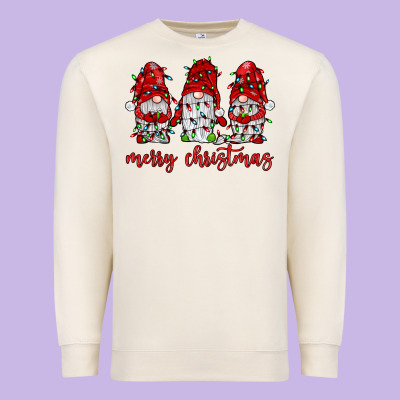 Merry Christmas Gnome With Christmas Lights Premium Sweatshirt Designed By Jahusdesignshop