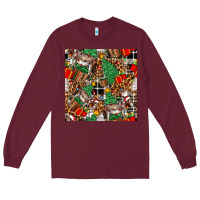 Burgundy christmas donkey Long Sleeve Tee - FaDigitalArtStudio