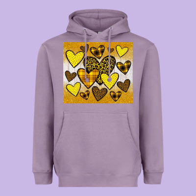 Yellow Hearts Heavyweight Hoodie Designed By Jahusdesignshop
