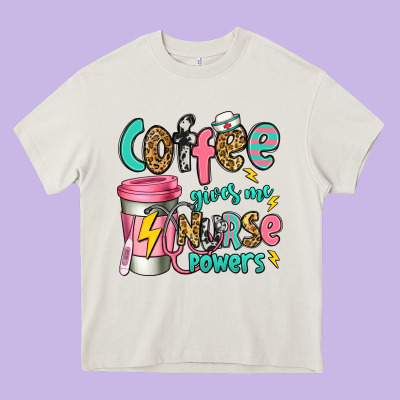 Coffee Gives Me Nurse Powers Heavy Core Tee Designed By Jasminsmagicworld
