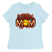 Baby Blue blessed softball mom lightbulb letters Ladies Tee - OliviaCreatesArt