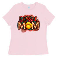 Bubblegum Pink blessed softball mom lightbulb letters Ladies Tee - OliviaCreatesArt