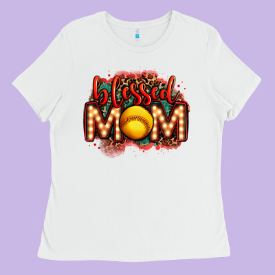 Blessed Softball Mom Lightbulb Letters Ladies Tee Designed By Oliviacreatesart