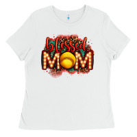 White blessed softball mom lightbulb letters Ladies Tee - OliviaCreatesArt