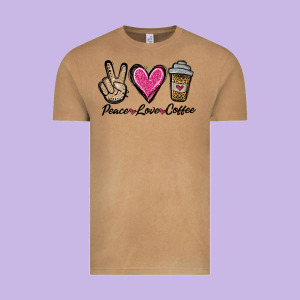 Peace Love Coffee Vintage Tee Designed By Jasminsmagicworld