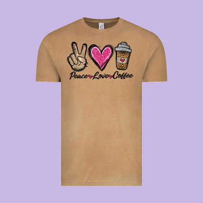 Peace Love Coffee Vintage Tee Designed By Jasminsmagicworld