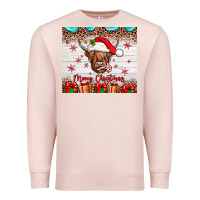 Pale Pink merry christmas cow Premium Sweatshirt - JahusDesignShop