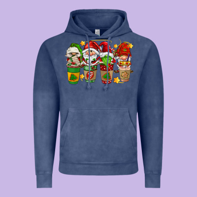 Christmas Coffee Cups Gnomies Vintage Hoodie Designed By Fadigitalartstudio