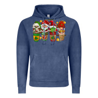 Vintage Denim christmas coffee cups gnomies Vintage Hoodie - FaDigitalArtStudio