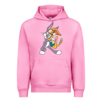 Fuchsia Pink bugs bunny and lola bunny Urban Hoodie - DesigneFamous
