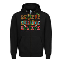 Black believe believe believe Zipper Hoodie - AdoDesignShop