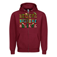 Burgundy believe believe believe Zipper Hoodie - AdoDesignShop