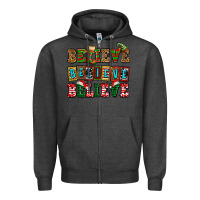 Charcoal Heather believe believe believe Zipper Hoodie - AdoDesignShop