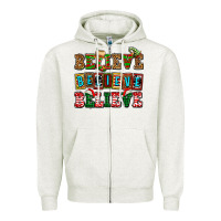 Oatmeal Heather believe believe believe Zipper Hoodie - AdoDesignShop