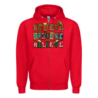 Red believe believe believe Zipper Hoodie - AdoDesignShop