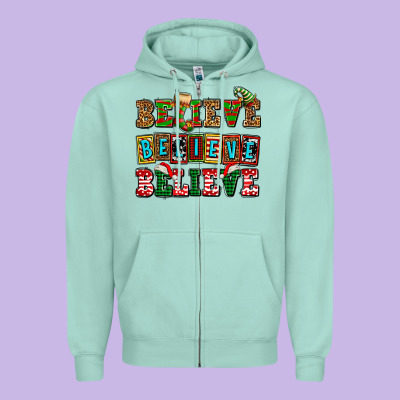 Believe Believe Believe Zipper Hoodie Designed By Adodesignshop