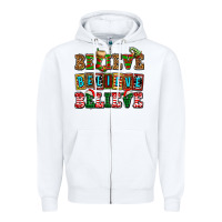 White believe believe believe Zipper Hoodie - AdoDesignShop