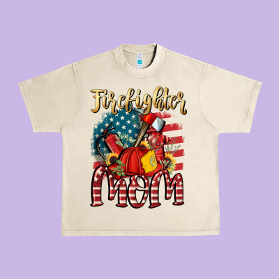 Firefighter Mom Urban Heavy Tee Designed By Fadigitalartstudio