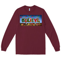 Burgundy christmas believe license plate Long Sleeve Tee - BundleAndBundleShop