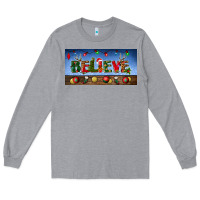 Heather Grey christmas believe license plate Long Sleeve Tee - BundleAndBundleShop