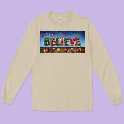 Christmas Believe License Plate Long Sleeve Tee Designed By Bundleandbundleshop