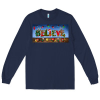 Navy christmas believe license plate Long Sleeve Tee - BundleAndBundleShop