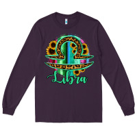 Plum Libra Zodiac Sign Sunflower Leopard Serape Long Sleeve Tee - RanaPortraitStore
