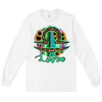 White Libra Zodiac Sign Sunflower Leopard Serape Long Sleeve Tee - RanaPortraitStore