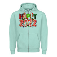 Happy 2022 With Christmas Tree Cake Zipper Hoodie | Teevron