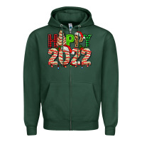 Sports Green happy 2022 with christmas tree cake Zipper Hoodie - AdoDesignShop