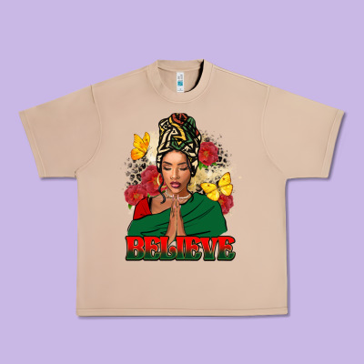 Believe Black Woman Urban Heavy Tee Designed By Fadigitalartstudio