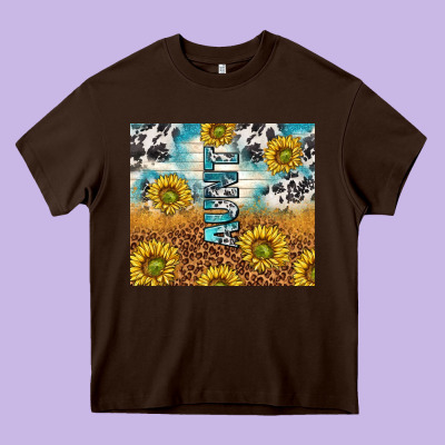 Aunt Sunflower Leopard Glitter Heavy Core Tee Designed By Tumblerdesignbyshophia