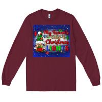 Burgundy my favorite color is Christmas lights Long Sleeve Tee - BundleAndBundleShop