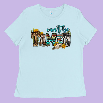 Can't Be Tamed Bull Skull Ladies Tee Designed By Oliviacreatesart