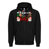 Black santa baby with santa and christmas tree cake Zipper Hoodie - AdoDesignShop