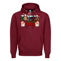 Burgundy santa baby with santa and christmas tree cake Zipper Hoodie - AdoDesignShop