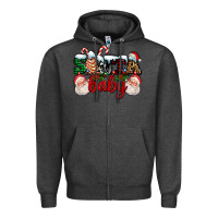 Charcoal Heather santa baby with santa and christmas tree cake Zipper Hoodie - AdoDesignShop