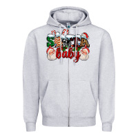 Heather Grey santa baby with santa and christmas tree cake Zipper Hoodie - AdoDesignShop