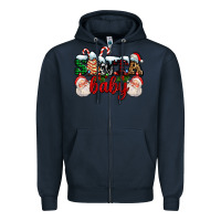 Navy santa baby with santa and christmas tree cake Zipper Hoodie - AdoDesignShop