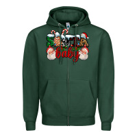 Sports Green santa baby with santa and christmas tree cake Zipper Hoodie - AdoDesignShop
