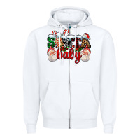 White santa baby with santa and christmas tree cake Zipper Hoodie - AdoDesignShop