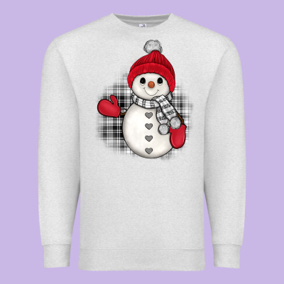 Grey Christmas Snowman Premium Sweatshirt Designed By Jahusdesignshop