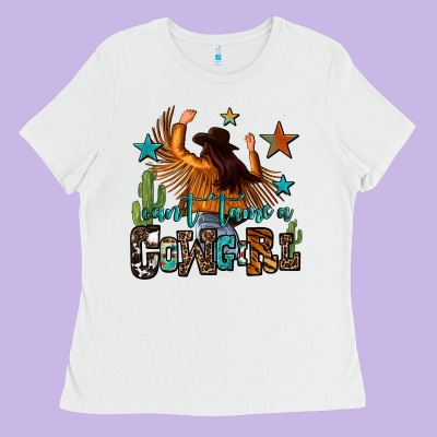 Can't Tame A Cowgirl Ladies Tee Designed By Oliviacreatesart