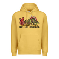 Antique Gold Peace Love Stegosaurus Premium Hoodie - LillyAllenDesigns