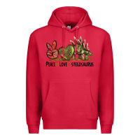 Cardinal Peace Love Stegosaurus Premium Hoodie - LillyAllenDesigns