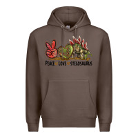 Coffee Peace Love Stegosaurus Premium Hoodie - LillyAllenDesigns