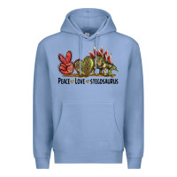 Colony Blue Peace Love Stegosaurus Premium Hoodie - LillyAllenDesigns