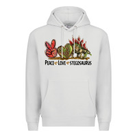 Dove Grey Peace Love Stegosaurus Premium Hoodie - LillyAllenDesigns
