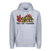 Heather Grey Peace Love Stegosaurus Premium Hoodie - LillyAllenDesigns